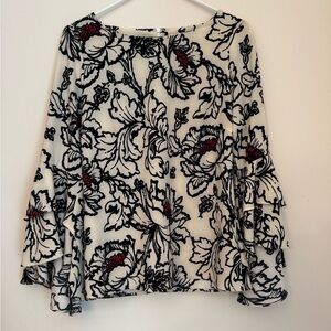 Julie Brown NYC Floral Blouse Size 6 Ruffled Bell Sleeves Boho Chic Romantic